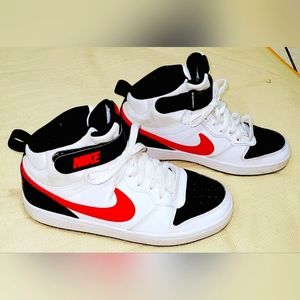 Nike Court Borough Mid 2 Big Kids' Shoes White/Black/University Red